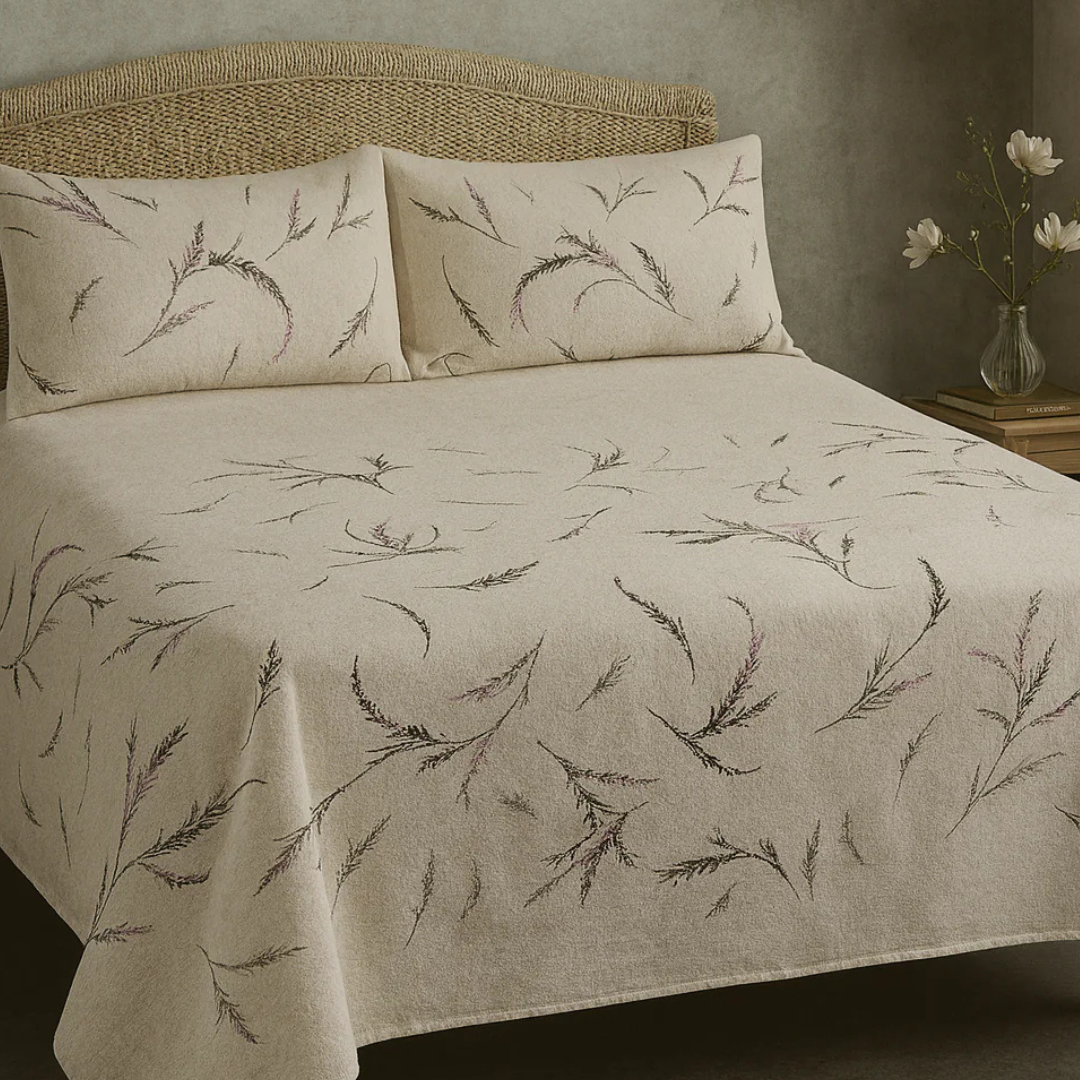 White Printed Cotton Satin Bedsheet – Premium King Size Bedding UK - Image 2