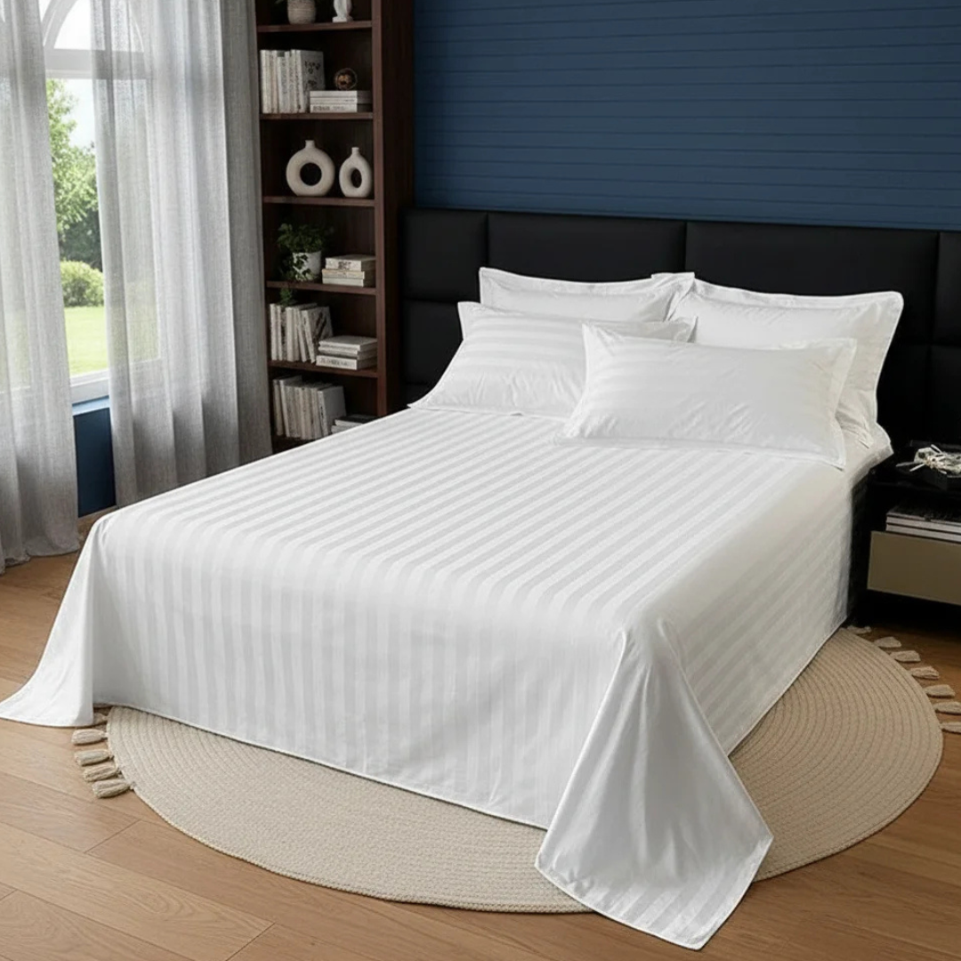 King Size White Cotton Bedsheet – 100% Premium Quality Bedding UK - Image 3